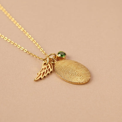 Fingerprint Necklace, Fingerprint Jewelry With Birthstone - UrbanNest Co