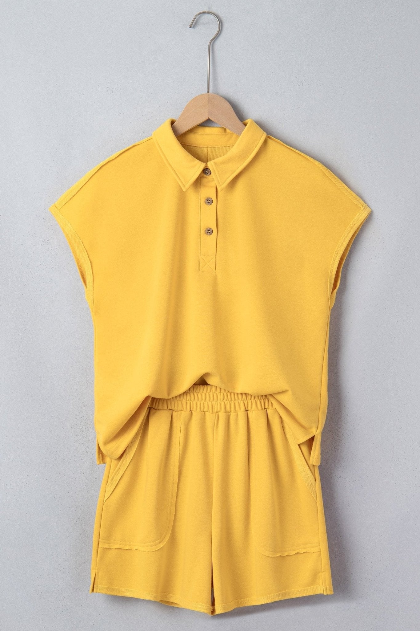 Solid Polo Tee & Elastic Waist Short Set - UrbanNest Co