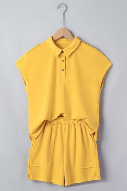 Solid Polo Tee & Elastic Waist Short Set - UrbanNest Co