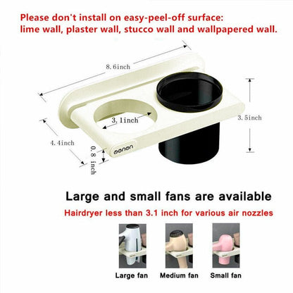Bathroom Mounted Wall Suction Cup Hair Dryer Holder Hanger Shelf Rack Storage Au - UrbanNest Co