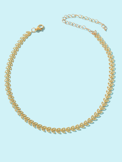 Minimalist Hollow Leaf Gold Chain Short Clavicle Necklace Party Choker Jewellery - UrbanNest Co