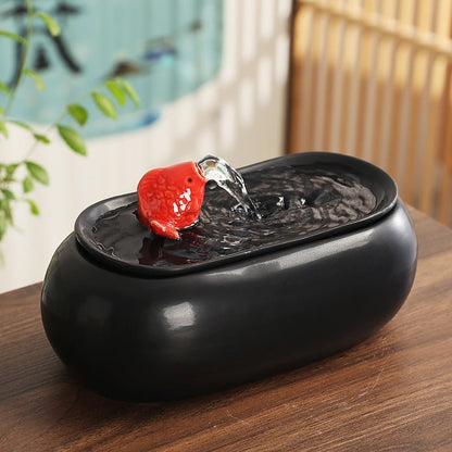 Wealth - Bringing Flowing Water Ornament, Ceramic Mini Desktop Decoration for Living Room - UrbanNest Co
