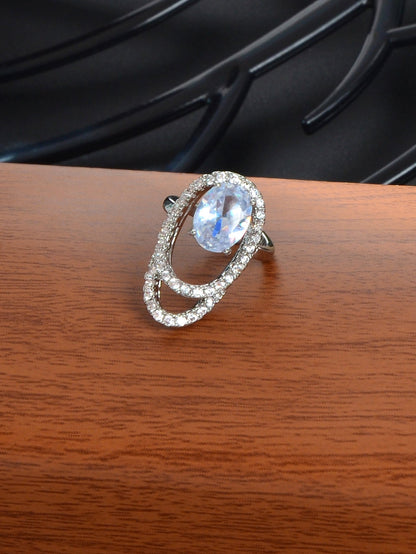 Silver Plated Diamond Accent Nail Ring - Elegant and Stylish Accessory! - UrbanNest Co