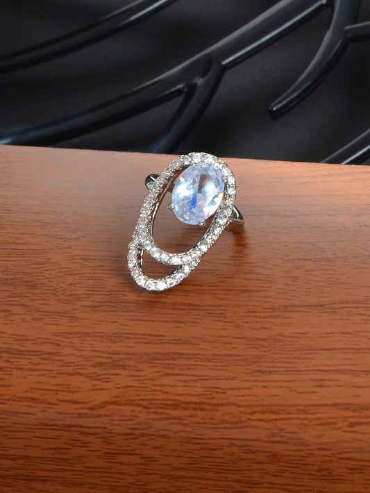 Silver Plated Diamond Accent Nail Ring - Elegant and Stylish Accessory! - UrbanNest Co
