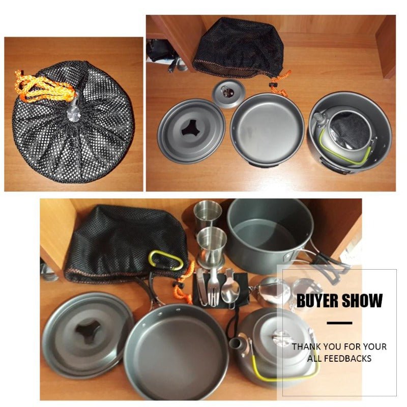 2 - 3 person Camping Cooking Ware Sets Pots Pans Picnic - UrbanNest Co