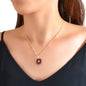 Fashion Accessories Gold Chain Heart Windred Enamel Round Charm Ladies Necklace - UrbanNest Co