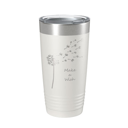 Dandelion Make A Wish Tumbler Travel Mug Gift Mom Daughter Her Women Girls Insulated Laser Engraved Coffee Cup 20 oz - UrbanNest Co