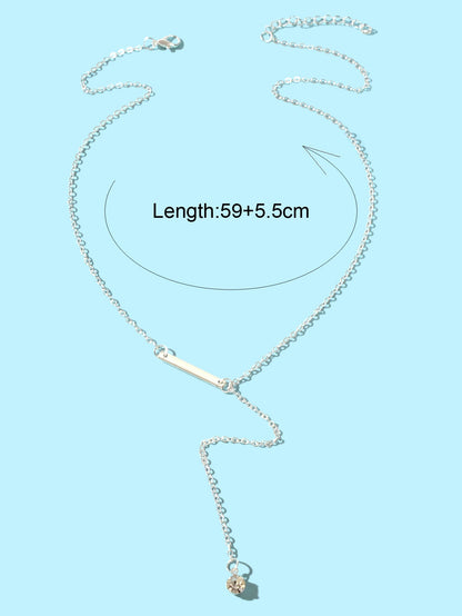 Feelontop Jewellery Silver Chain Rhinestone Fringe Y Necklace Women Accessories - UrbanNest Co