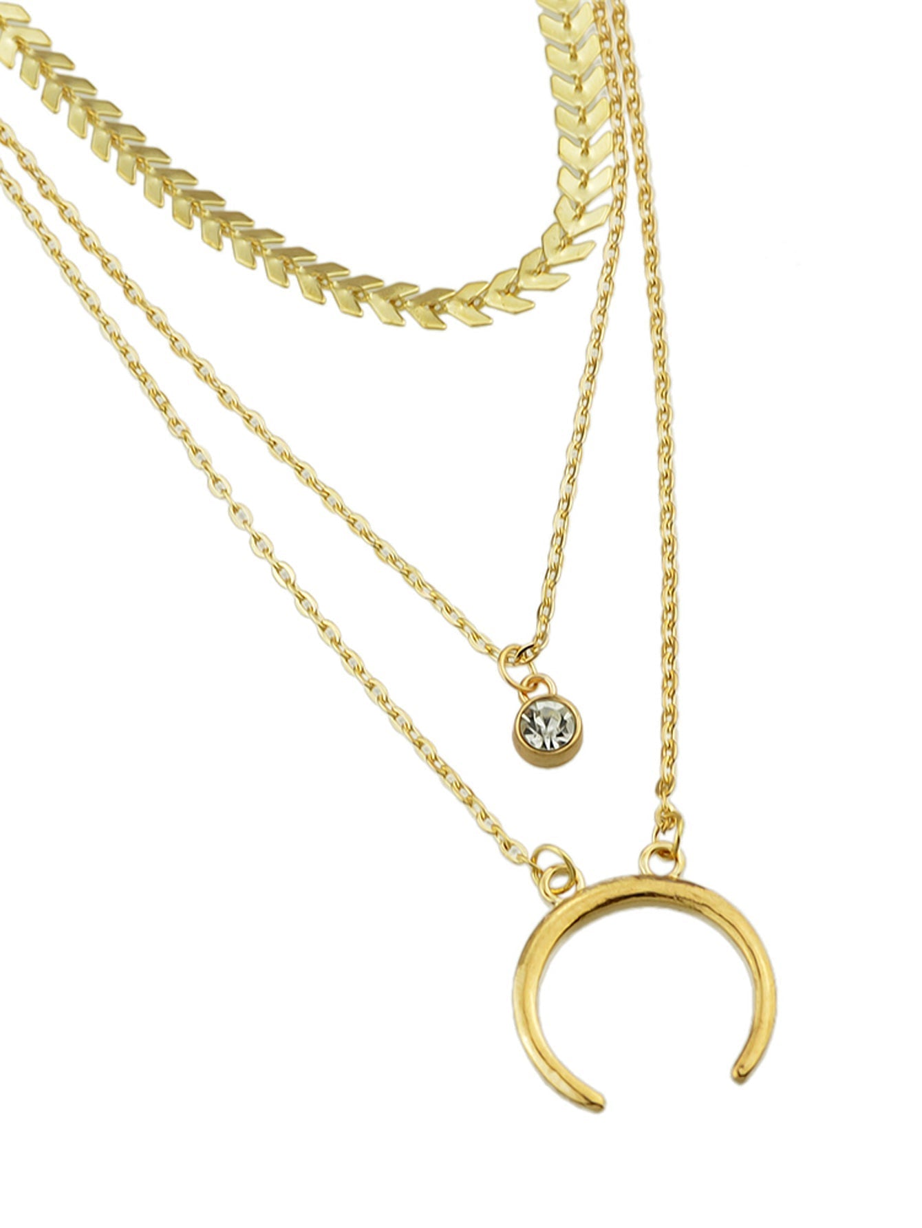 Boho Chic Jewelry Multi - layer Gold Silver Chain Rhinestone Horns Charm Necklace - UrbanNest Co