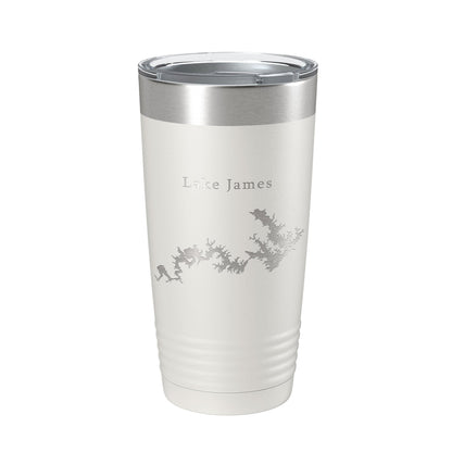 Lake James Map Tumbler Travel Mug Insulated Laser Engraved Coffee Cup North Carolina 20 oz - UrbanNest Co