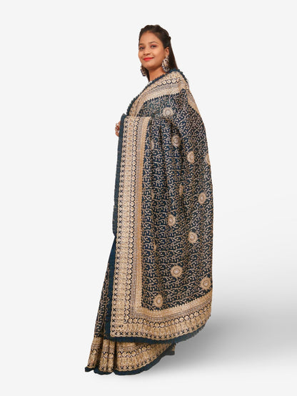 Designer Saree with Stone & Heavy Zari Work Embroidery Work by Shreekama - UrbanNest Co