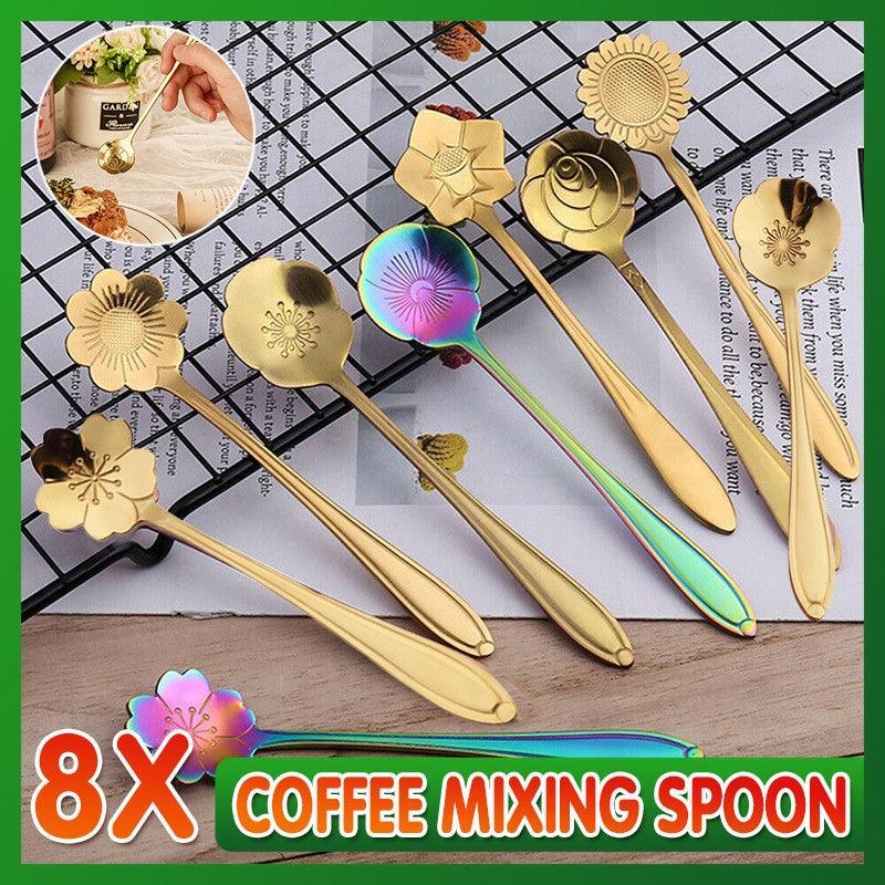 8X Spoon Long Handle Dessert Tea Coffee Mixing Spoon Stainless Steel Teaspoon - UrbanNest Co