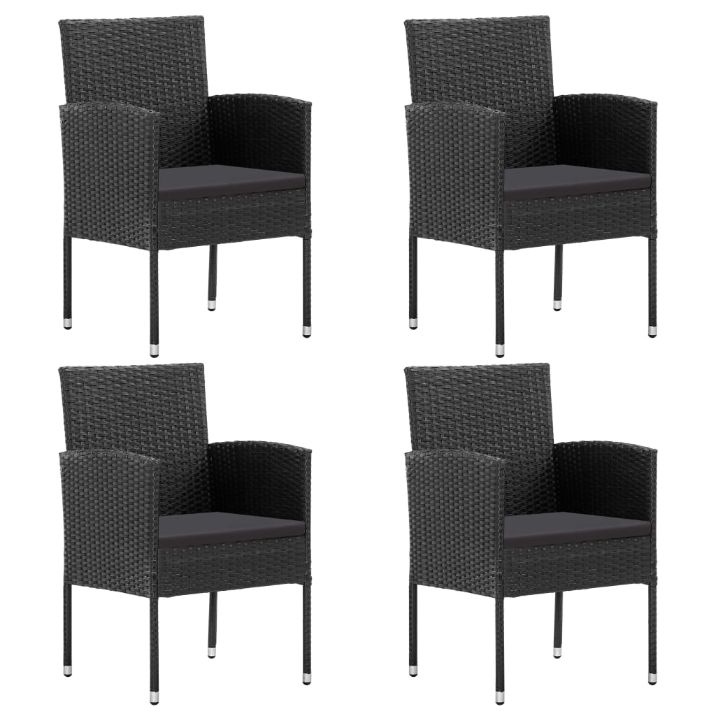 NNEVL Garden Chairs with Black Cushions 4 pcs Black Poly Rattan - UrbanNest Co