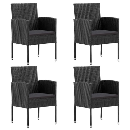 NNEVL Garden Chairs with Black Cushions 4 pcs Black Poly Rattan - UrbanNest Co