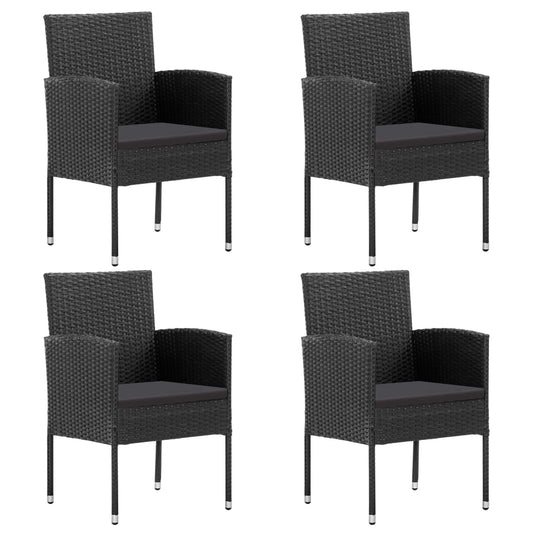 NNEVL Garden Chairs with Black Cushions 4 pcs Black Poly Rattan - UrbanNest Co