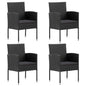 NNEVL Garden Chairs with Black Cushions 4 pcs Black Poly Rattan - UrbanNest Co