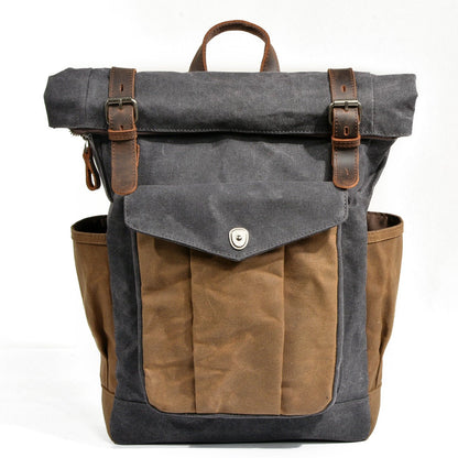 Men's Wax Canvas Backpack, Outdoor Hiking Large Capacity Waterproof Casual Travel Bag - UrbanNest Co