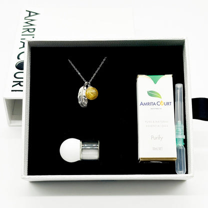 Sterling Silver Leave Aroma Necklace - Yellow | Energy & Healing | Diffuse on the go - UrbanNest Co