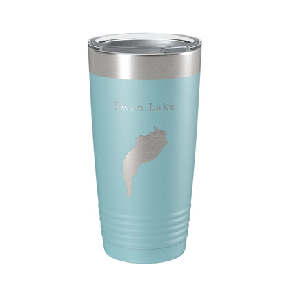 Swan Lake Map Tumbler Travel Mug Insulated Laser Engraved Coffee Cup Maine 20 oz - UrbanNest Co