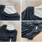 Fashion Sense Elastic Wool Off - Shoulder Top with Design Waistline, Slim Fit Inner Layer Shirt - UrbanNest Co