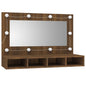 NNEVL Mirror Cabinet with LED Brown Oak 90x31.5x62 cm - UrbanNest Co