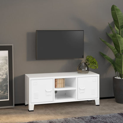 NNEVL Industrial TV Cabinet White 105x35x42 cm Metal - UrbanNest Co