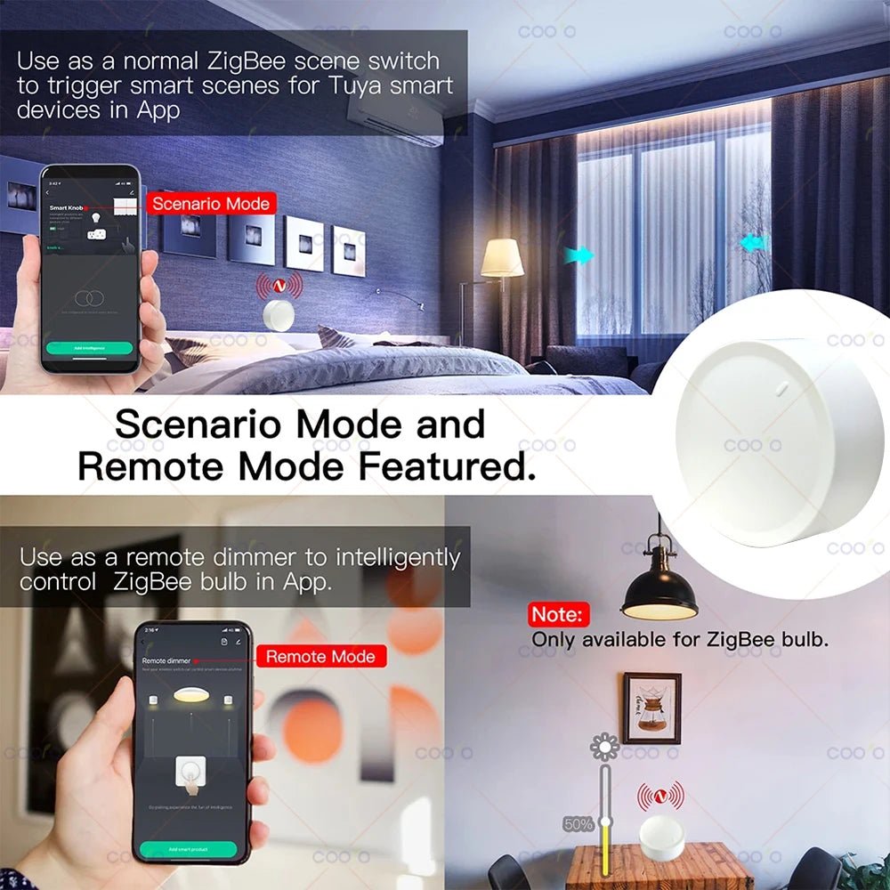 New Tuya ZigBee Smart Knob Switch DIY Wireless Scene Button Rotatable Dimmer Switch Home Appliances Automation Linkage Remoter - UrbanNest Co