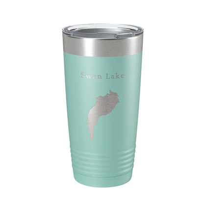 Swan Lake Map Tumbler Travel Mug Insulated Laser Engraved Coffee Cup Maine 20 oz - UrbanNest Co