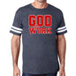 Mens Vintage Sport T-shirt God @ Work Red and White Print - UrbanNest Co