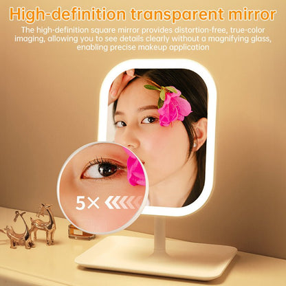 Large Square Rotating LED Makeup Mirror with Adjustable Lighting, 1~2PCS, Vanity Mirror for Girls Dormitory & Home Use - UrbanNest Co