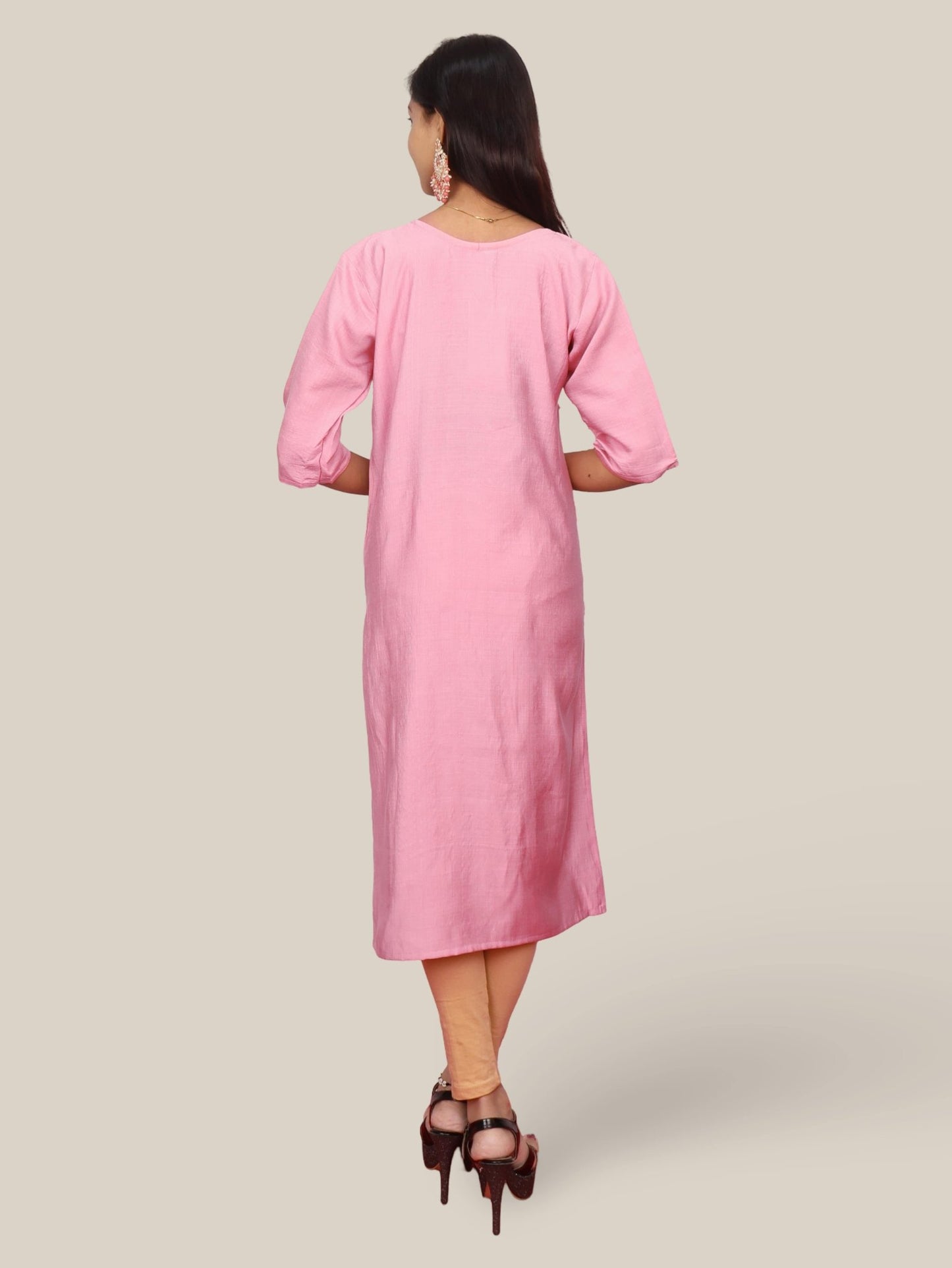 Cotton Kurti with Beautifully Embroidered Neckline - UrbanNest Co