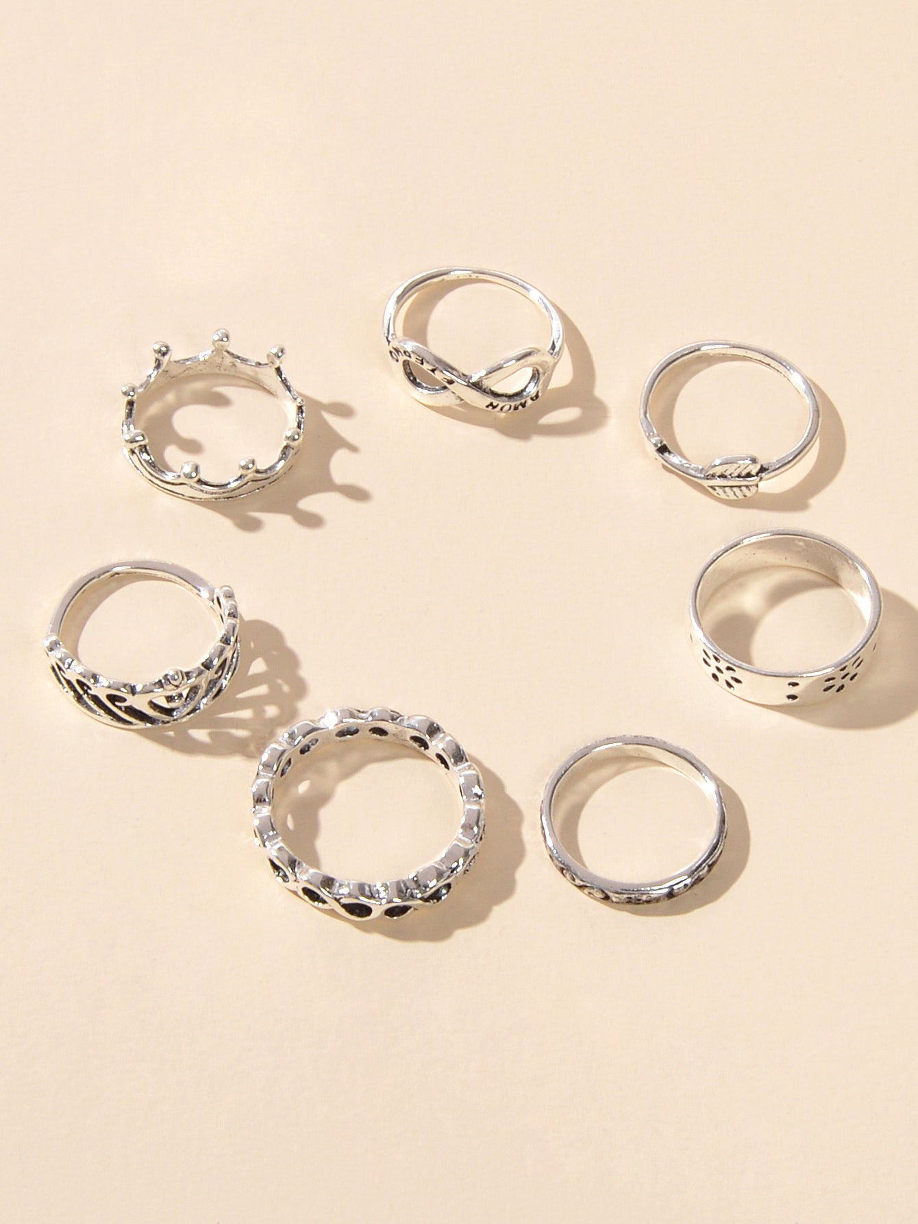 7 pcsTribal Ethnic Crown Arrow Infinity Midi Finger Knuckle Multiple Rings set - UrbanNest Co