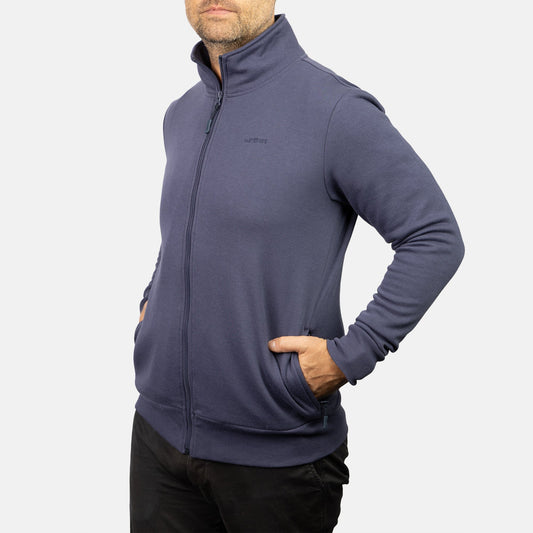 Perry Mens Full Zip Stand Collar Jacket - Washed Navy - UrbanNest Co