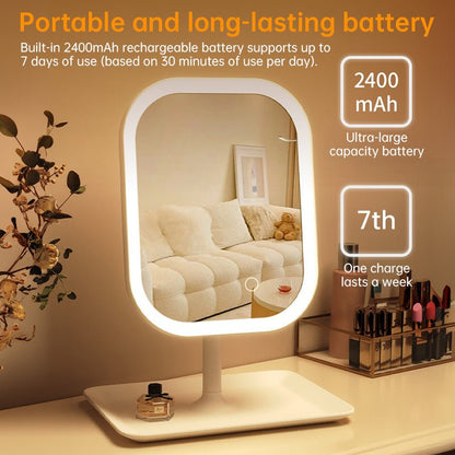 Large Square Rotating LED Makeup Mirror with Adjustable Lighting, 1~2PCS, Vanity Mirror for Girls Dormitory & Home Use - UrbanNest Co