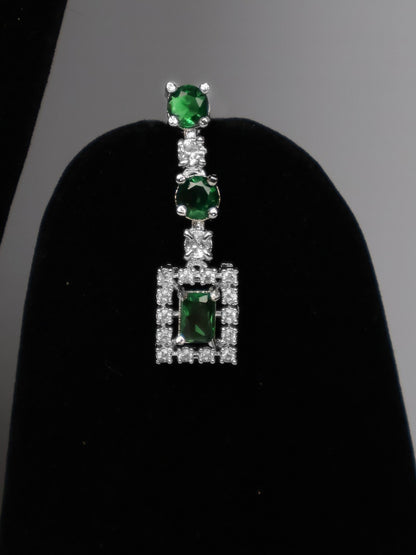 Silver Plated Green AD Necklace Set - UrbanNest Co