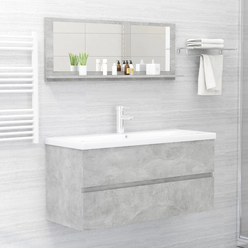 NNEVL Bathroom Mirror Concrete Grey 100cm Chipboard - UrbanNest Co