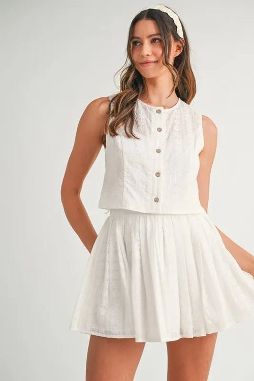 MABLE Eyelet Lace Top and Mini Skirt Set - UrbanNest Co