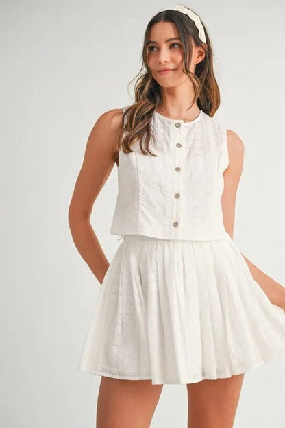 MABLE Eyelet Lace Top and Mini Skirt Set - UrbanNest Co