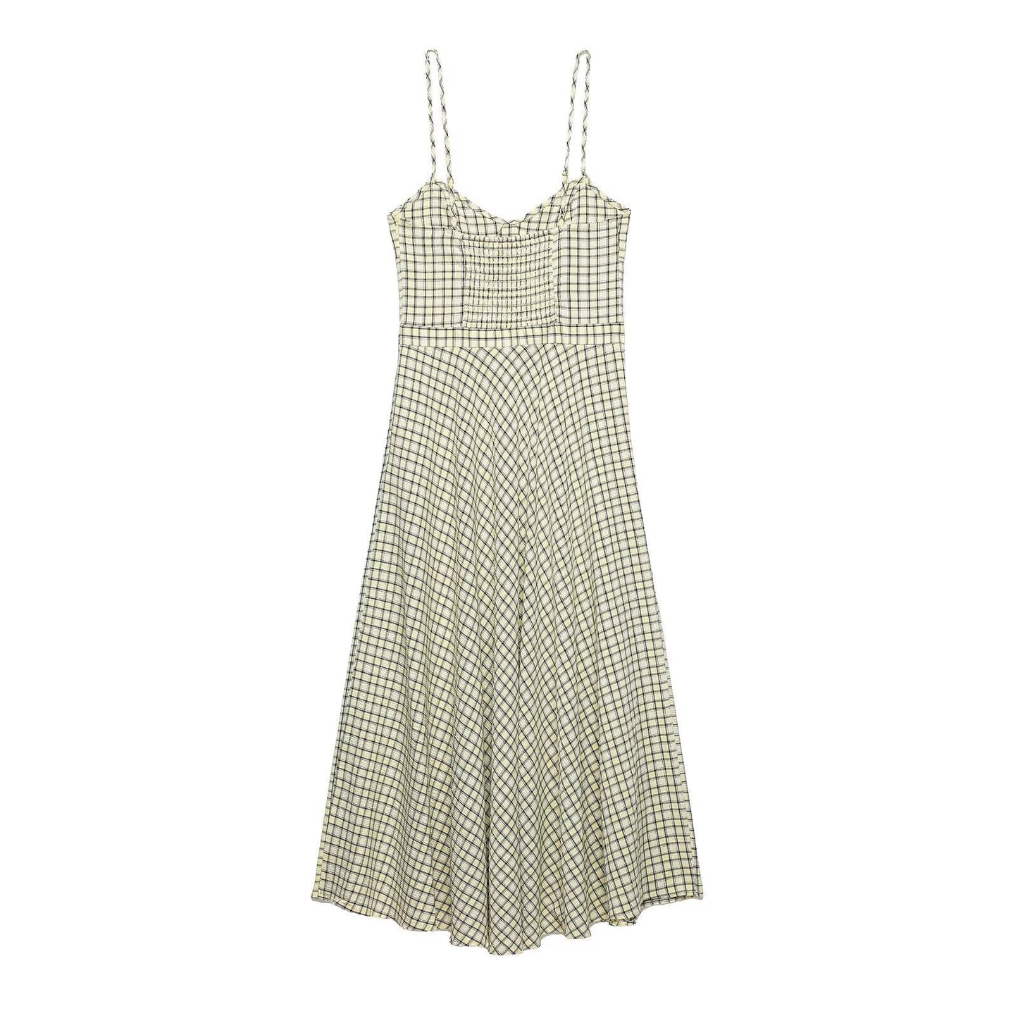 Checkered camisole MIDI dress for women's wear - UrbanNest Co