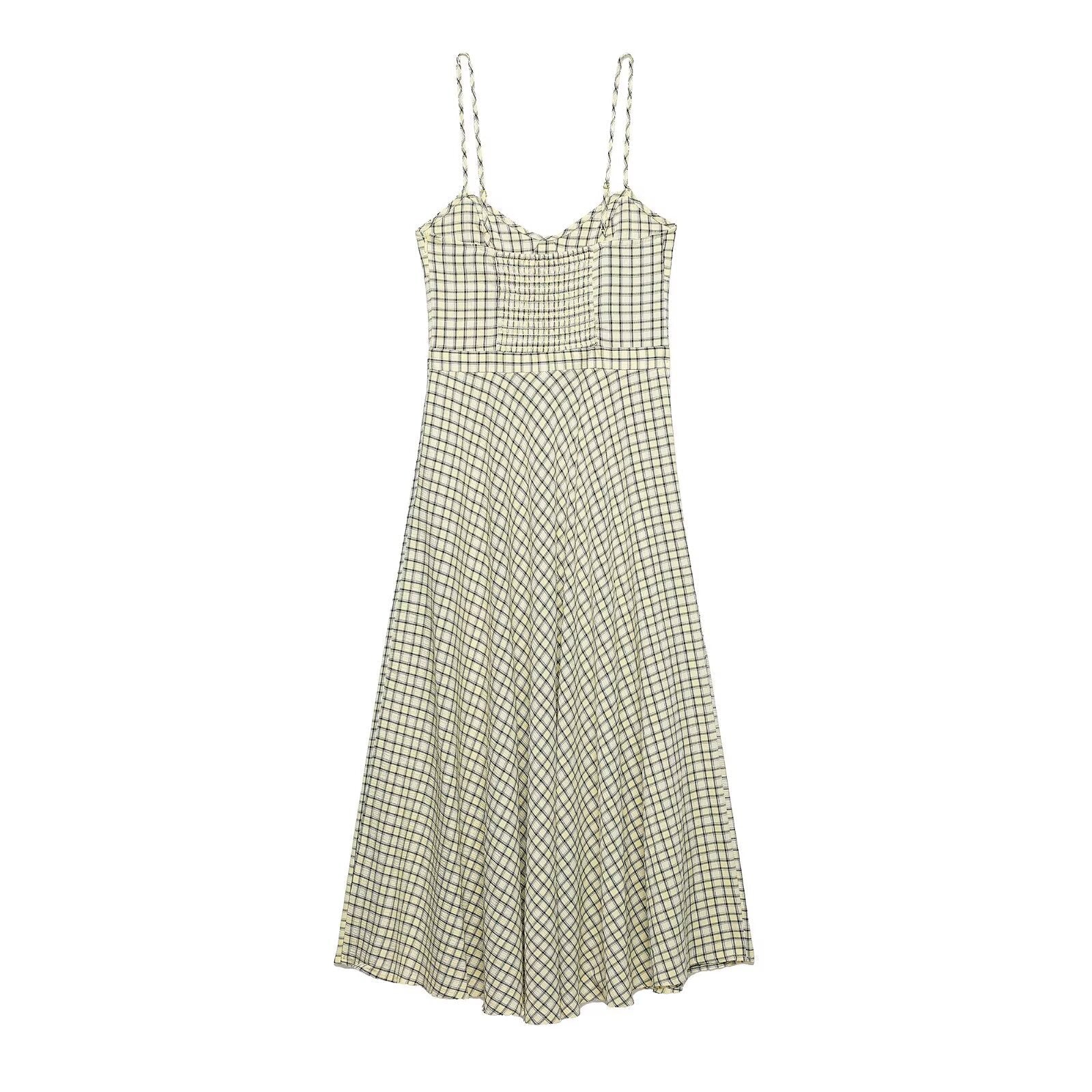 Checkered camisole MIDI dress for women's wear - UrbanNest Co