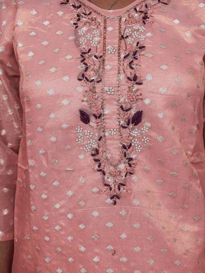 Silk Embroidered Straight Kurti with Pant and Dupatta - UrbanNest Co