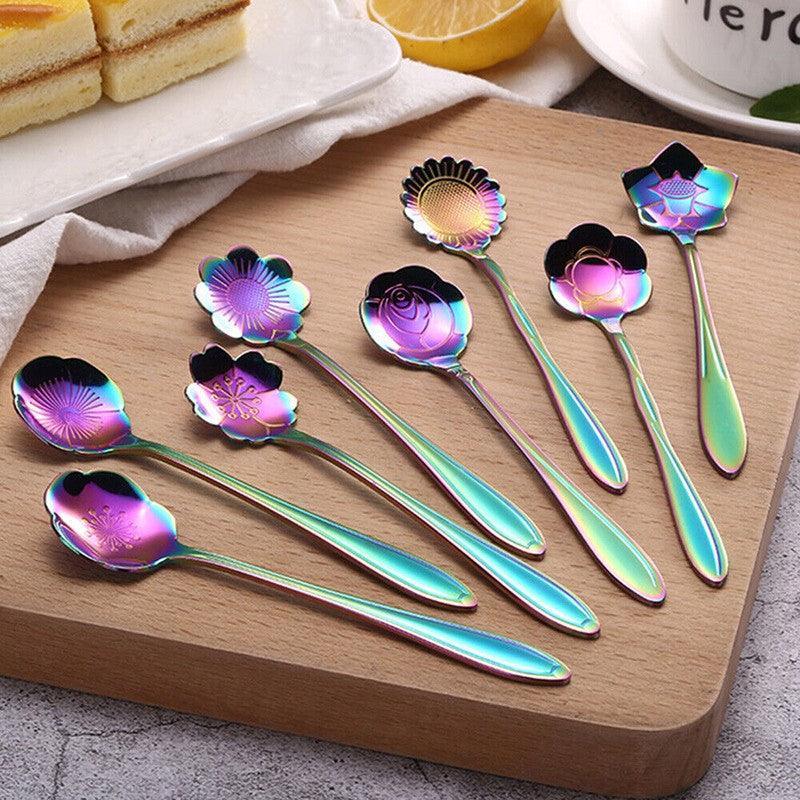 8X Spoon Long Handle Dessert Tea Coffee Mixing Spoon Stainless Steel Teaspoon - UrbanNest Co