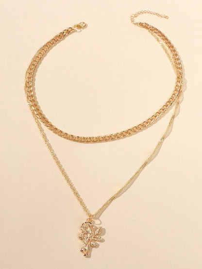 Female Jewelry Double layer Gold Chain Flower Pendant Necklace Women Accessories - UrbanNest Co