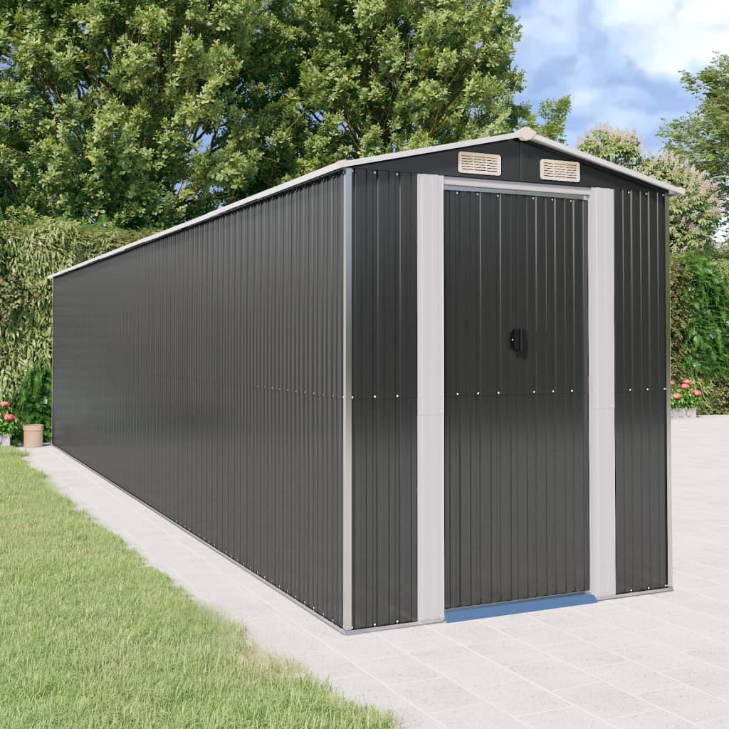NNEVL Garden Shed Anthracite 192x855x223 cm Galvanised Steel - UrbanNest Co