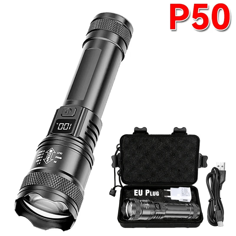 Ultra Bright P50 LED Flashlight Tactical EDC Zoomable Handheld Torch Emergency Spotlight 14500 18650 Battery - UrbanNest Co