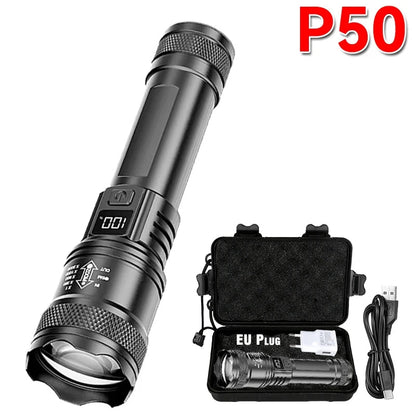 Ultra Bright P50 LED Flashlight Tactical EDC Zoomable Handheld Torch Emergency Spotlight 14500 18650 Battery - UrbanNest Co