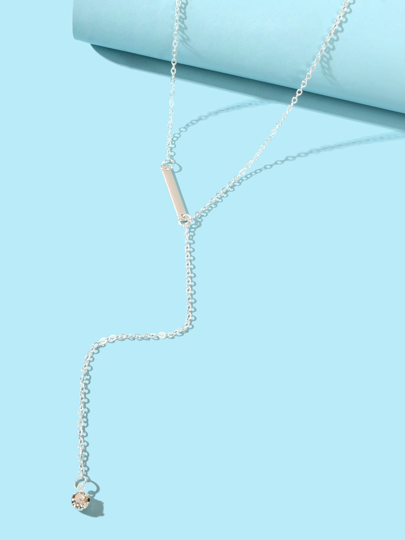 Feelontop Jewellery Silver Chain Rhinestone Fringe Y Necklace Women Accessories - UrbanNest Co