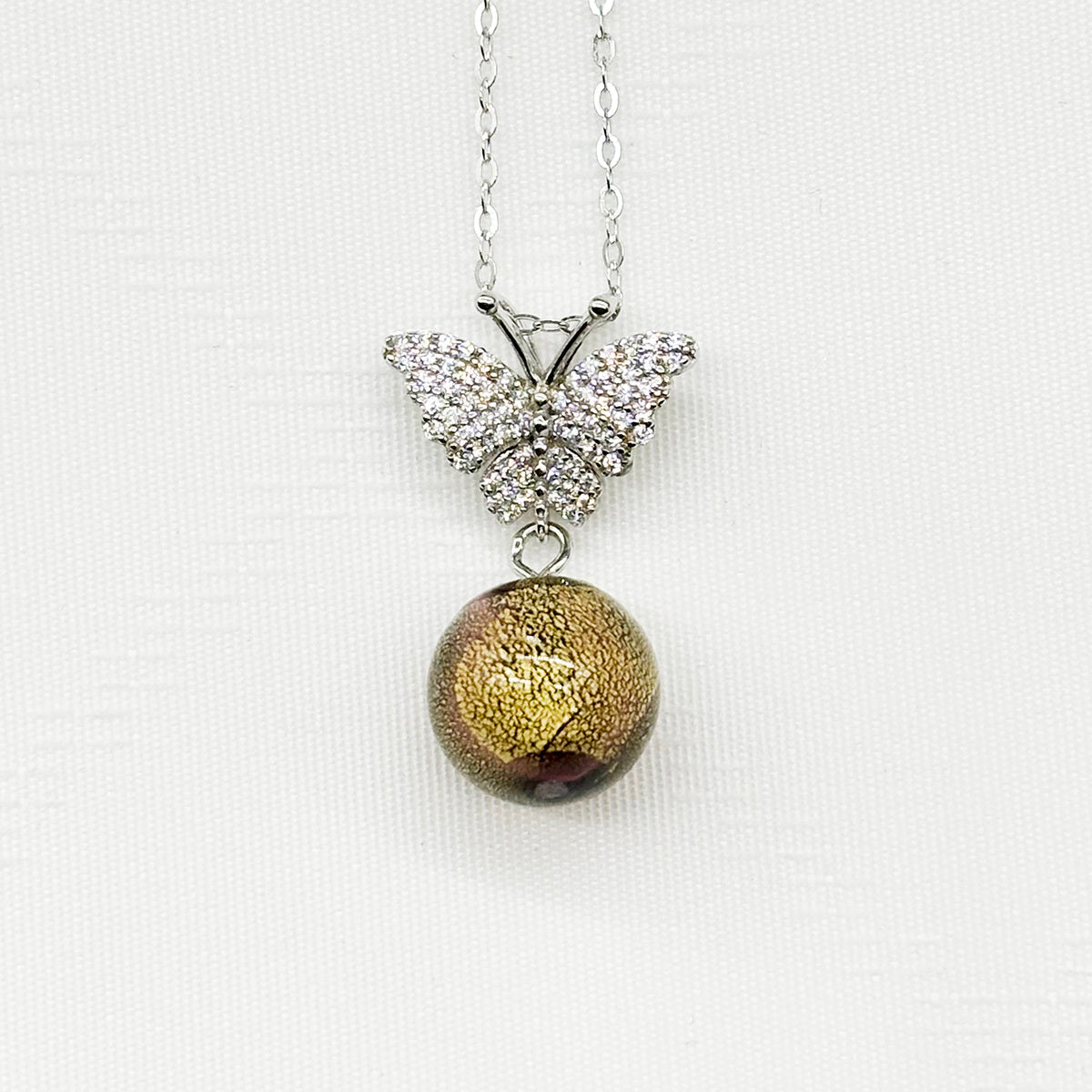 Sterling Silver Diamond Butterfly Aroma Necklace - Starry Night | Energy & Healing | Diffuse on the go - UrbanNest Co