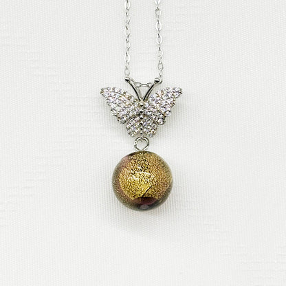 Sterling Silver Diamond Butterfly Aroma Necklace - Starry Night | Energy & Healing | Diffuse on the go - UrbanNest Co