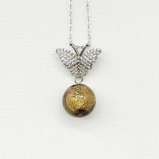 Sterling Silver Diamond Butterfly Aroma Necklace - Starry Night | Energy & Healing | Diffuse on the go - UrbanNest Co